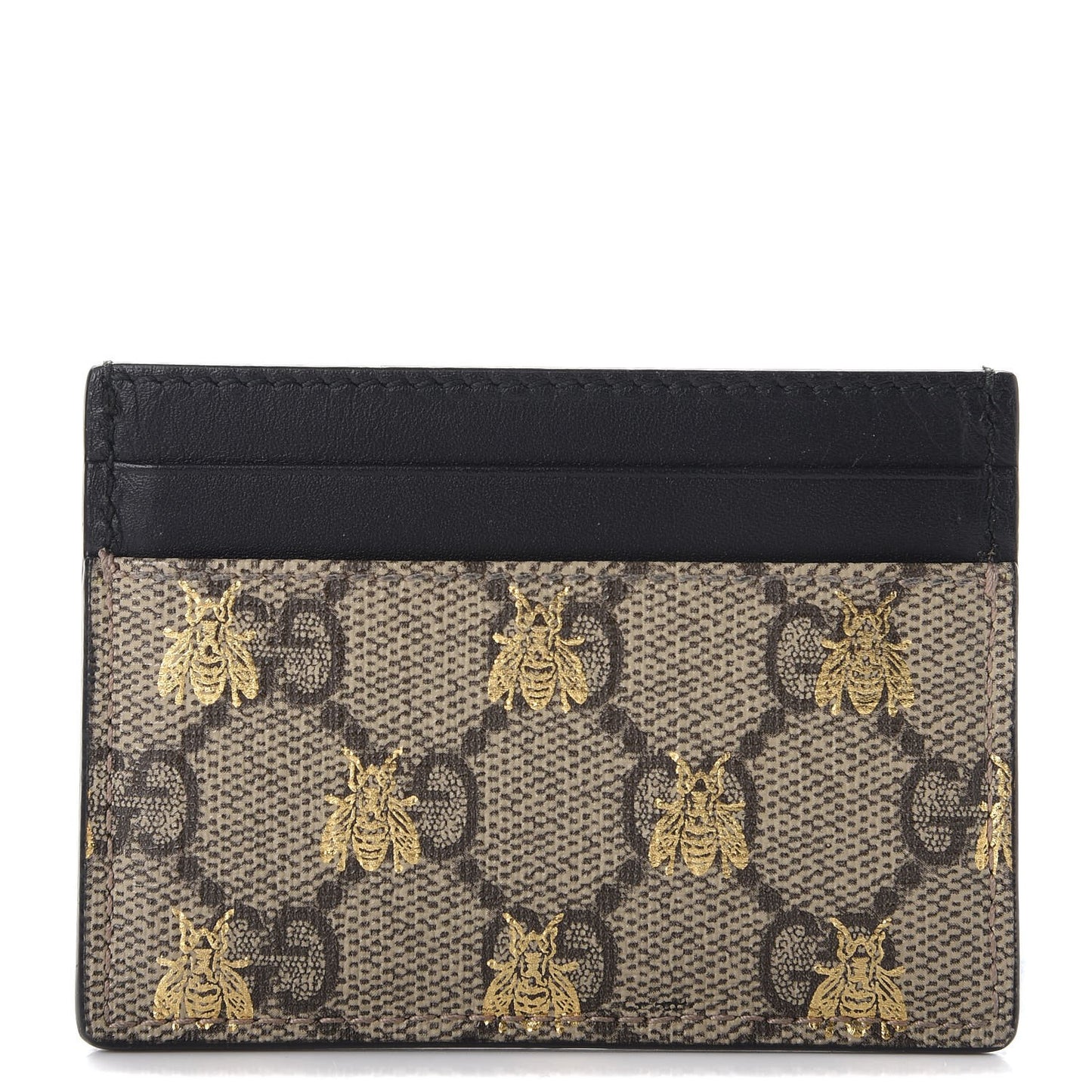 GG Supreme Monogram Bees Card Holder Black