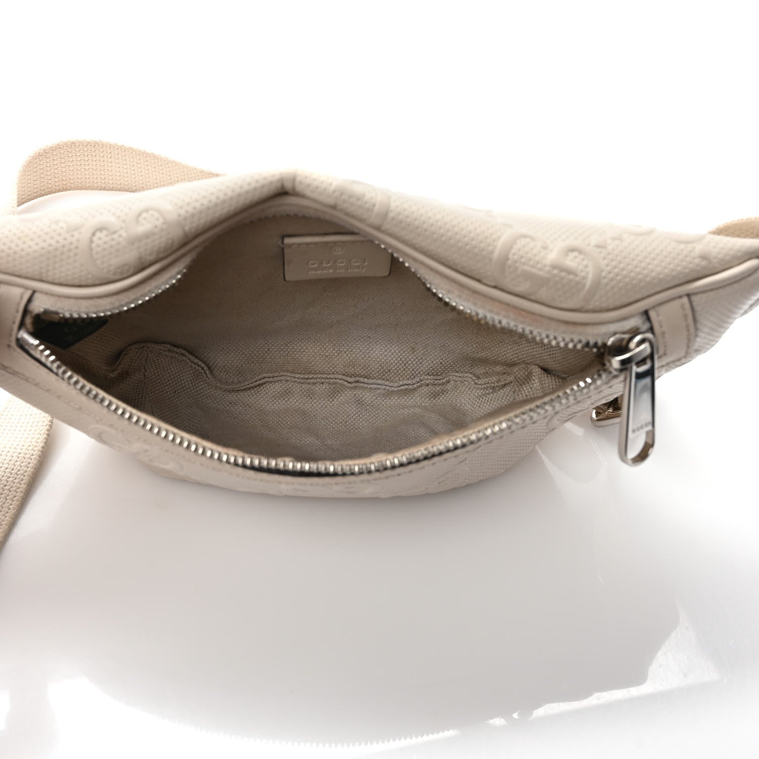 Gucci Calfskin GG Tennis Embossed Belt Bag Mystic White 6 of 10