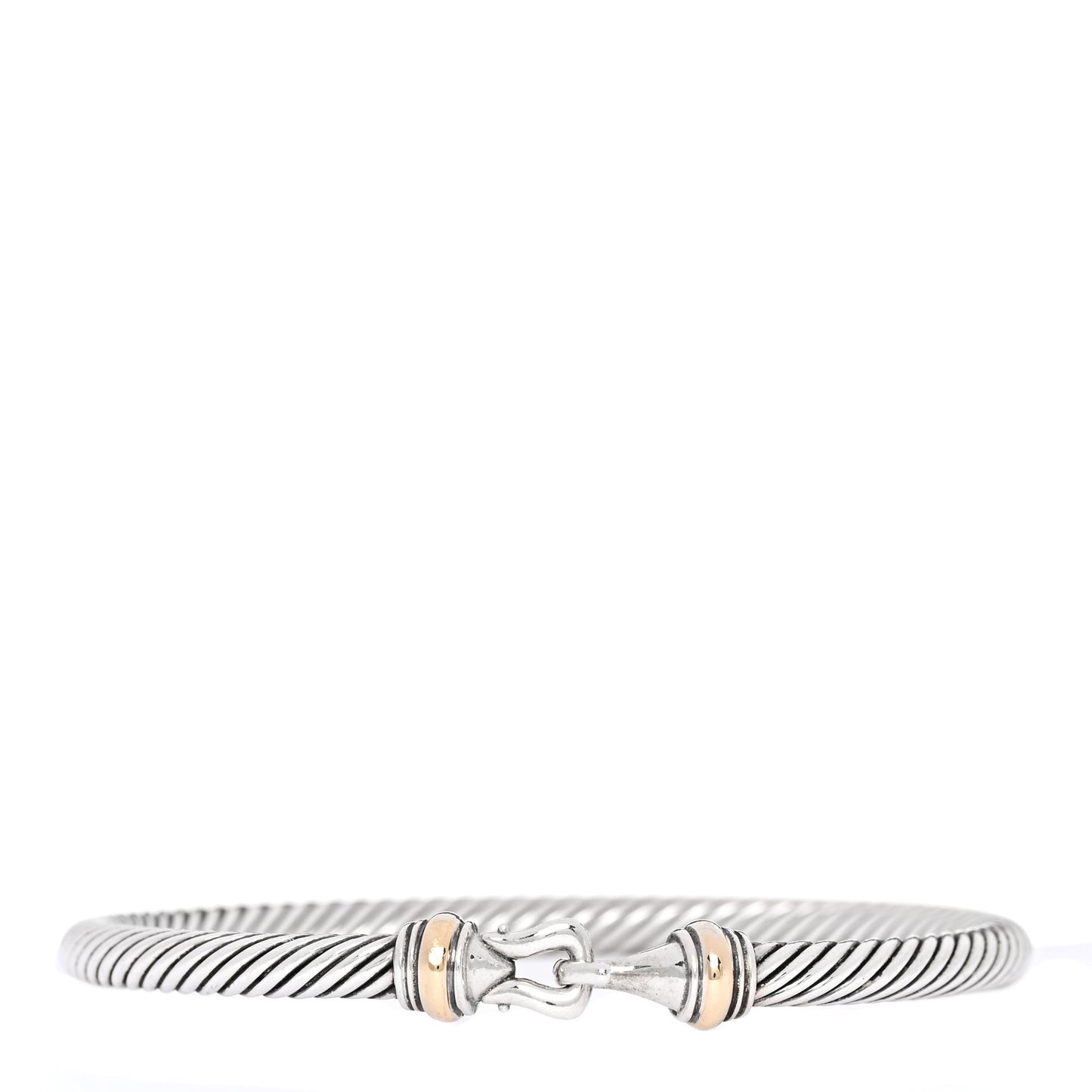 Sterling Silver 18K Yellow Gold 4mm Cable Classic Buckle Bracelet