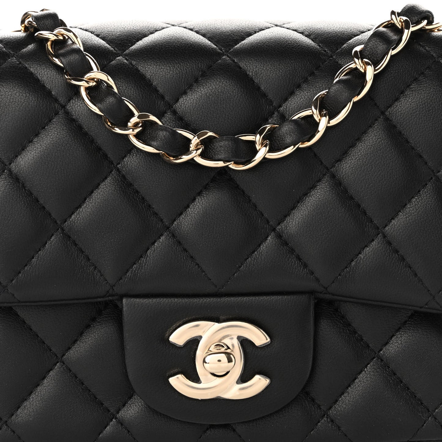Lambskin Quilted Mini Square Flap Black