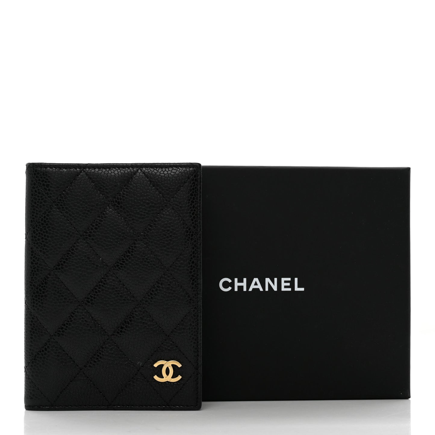 Caviar Quilted Passport Holder Black
