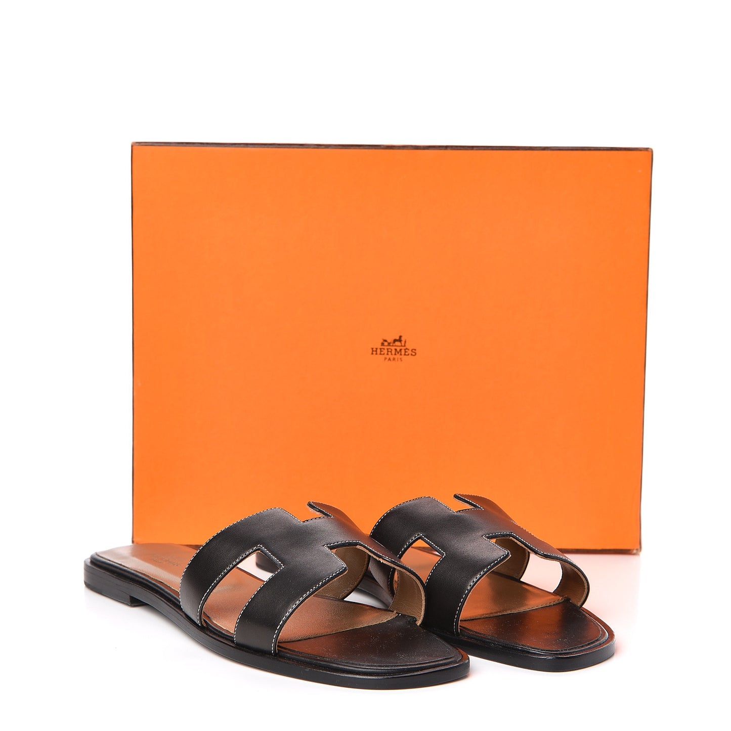 Box Calfskin Oran Sandals 39 Black