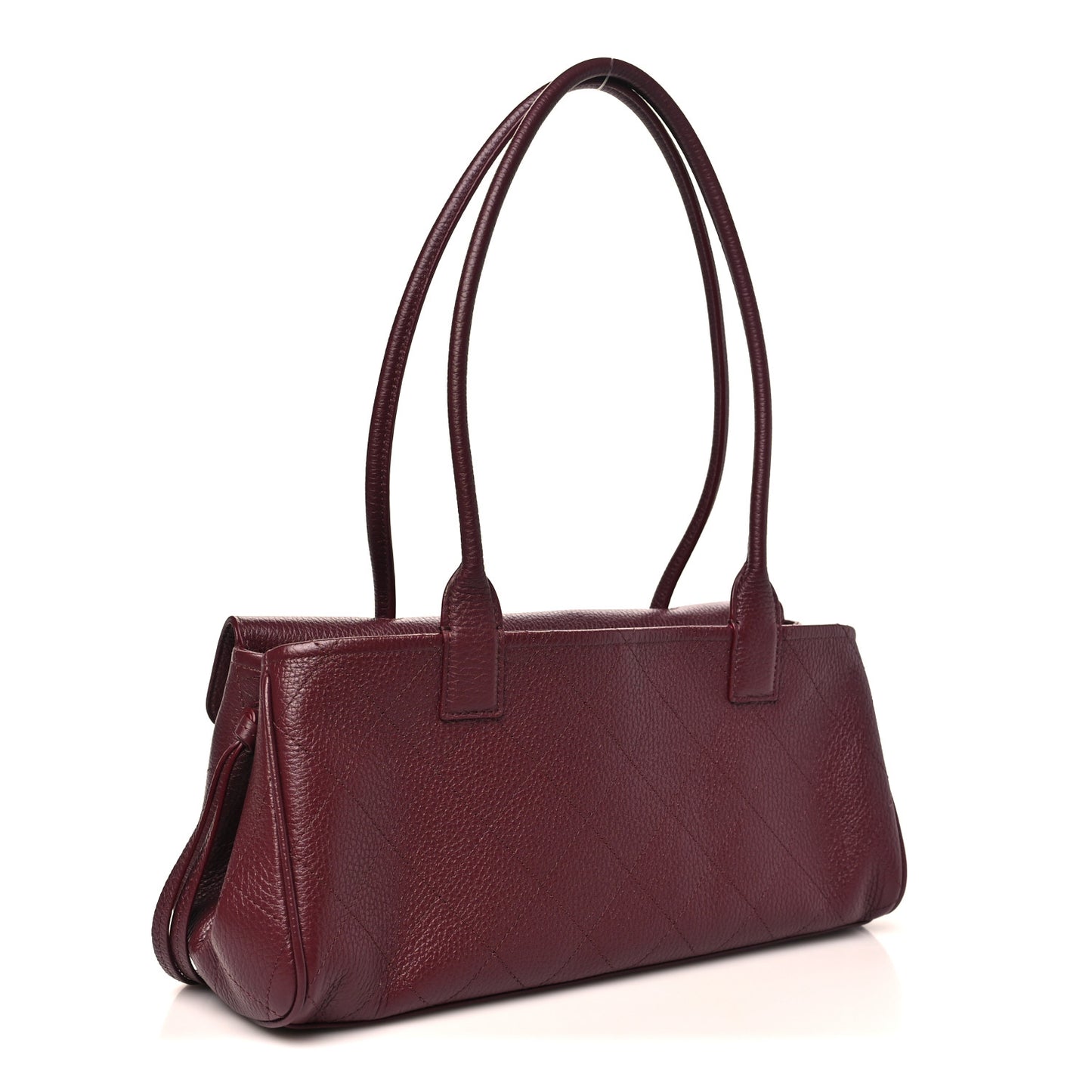 Grained Calfskin Stitched Urban Essentials Small Shopping Bag Burgundy