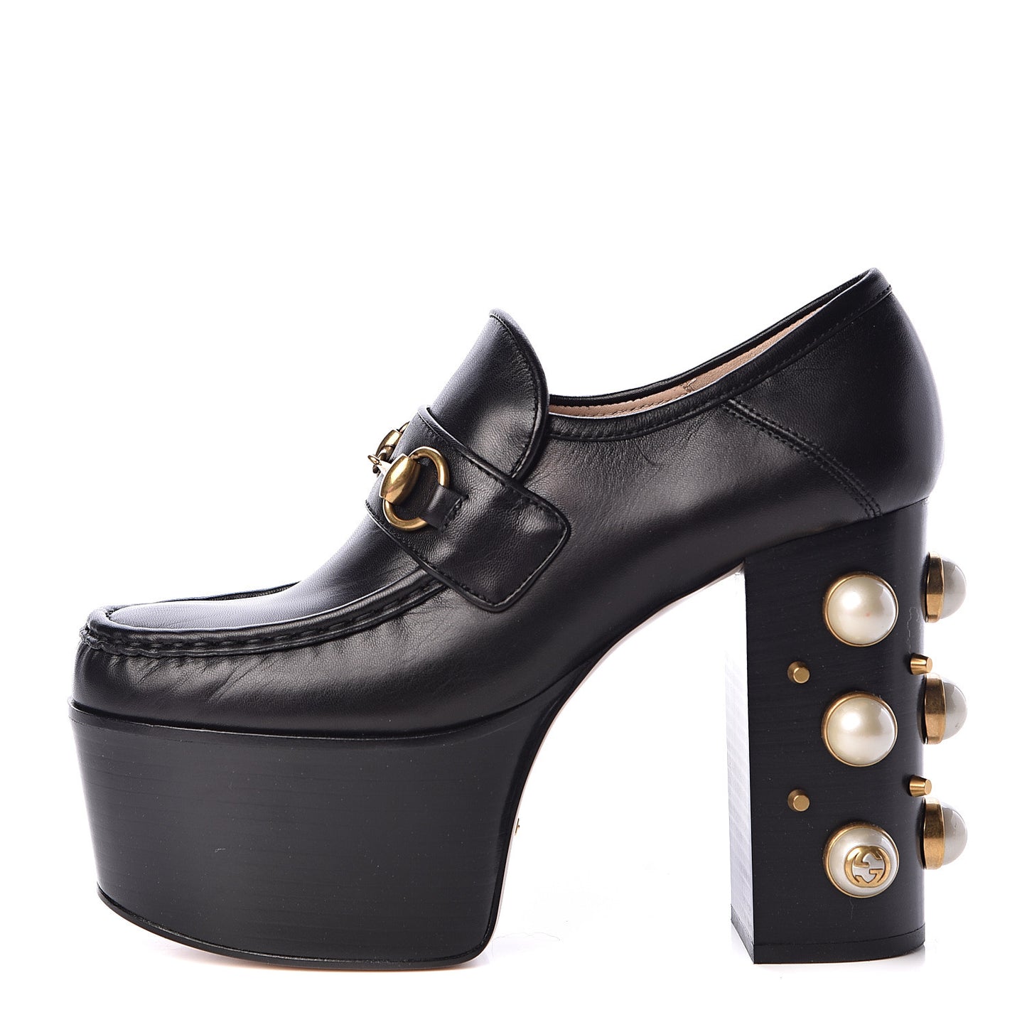 Malaga Kid Pearl Studded Vegas Platform Loafers 37 Black