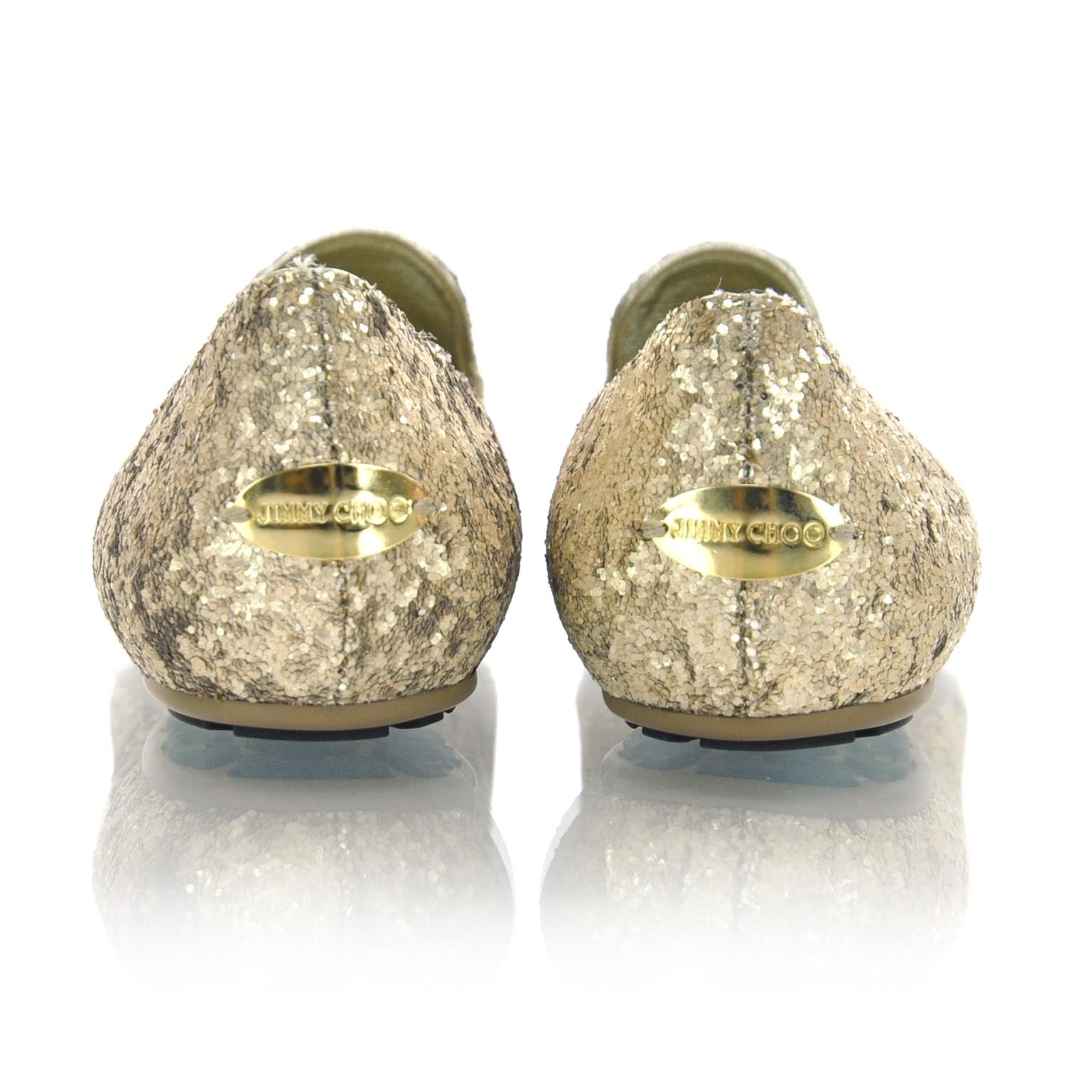 Jimmy Choo Glitter Wheel Jazz Flats 35.5 Champagne 3 of 8