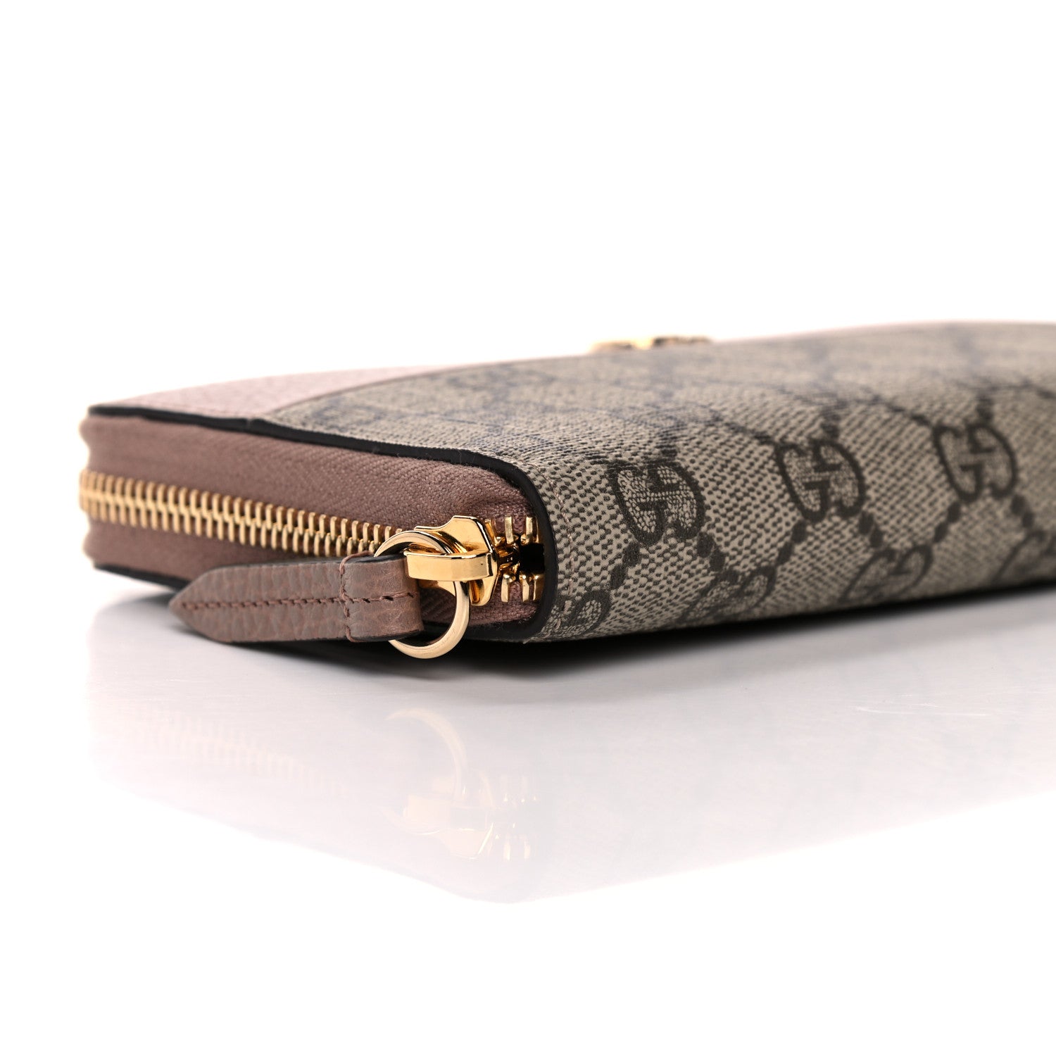 Gucci Dollar Calfskin GG Supreme Monogram GG Marmont Zip Around Wallet Porcelain Rose Beige Ebony 5 of 10
