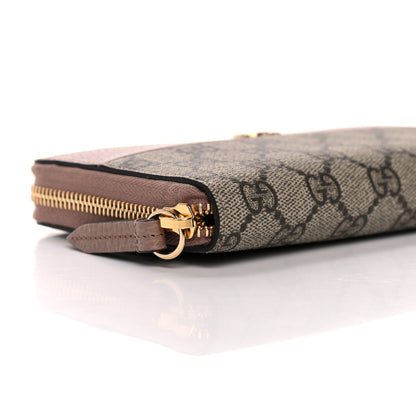 Gucci Dollar Calfskin GG Supreme Monogram GG Marmont Zip Around Wallet Porcelain Rose Beige Ebony 5 of 10