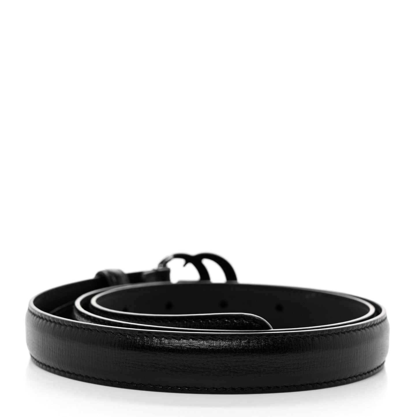 Azalea Calfskin Enamel Monochrome Double G 20mm Belt 80 32 Black