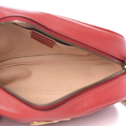 Gucci Calfskin Matelasse Small GG Marmont Chain Shoulder Bag Hibiscus Red 5 of 10
