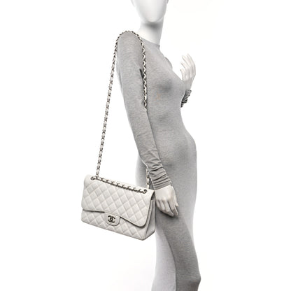 Chanel Caviar Quilted Jumbo Double Flap White 2 of 10