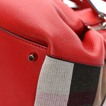 Burberry Grainy Calfskin House Check Small Maidstone Red 10 of 10