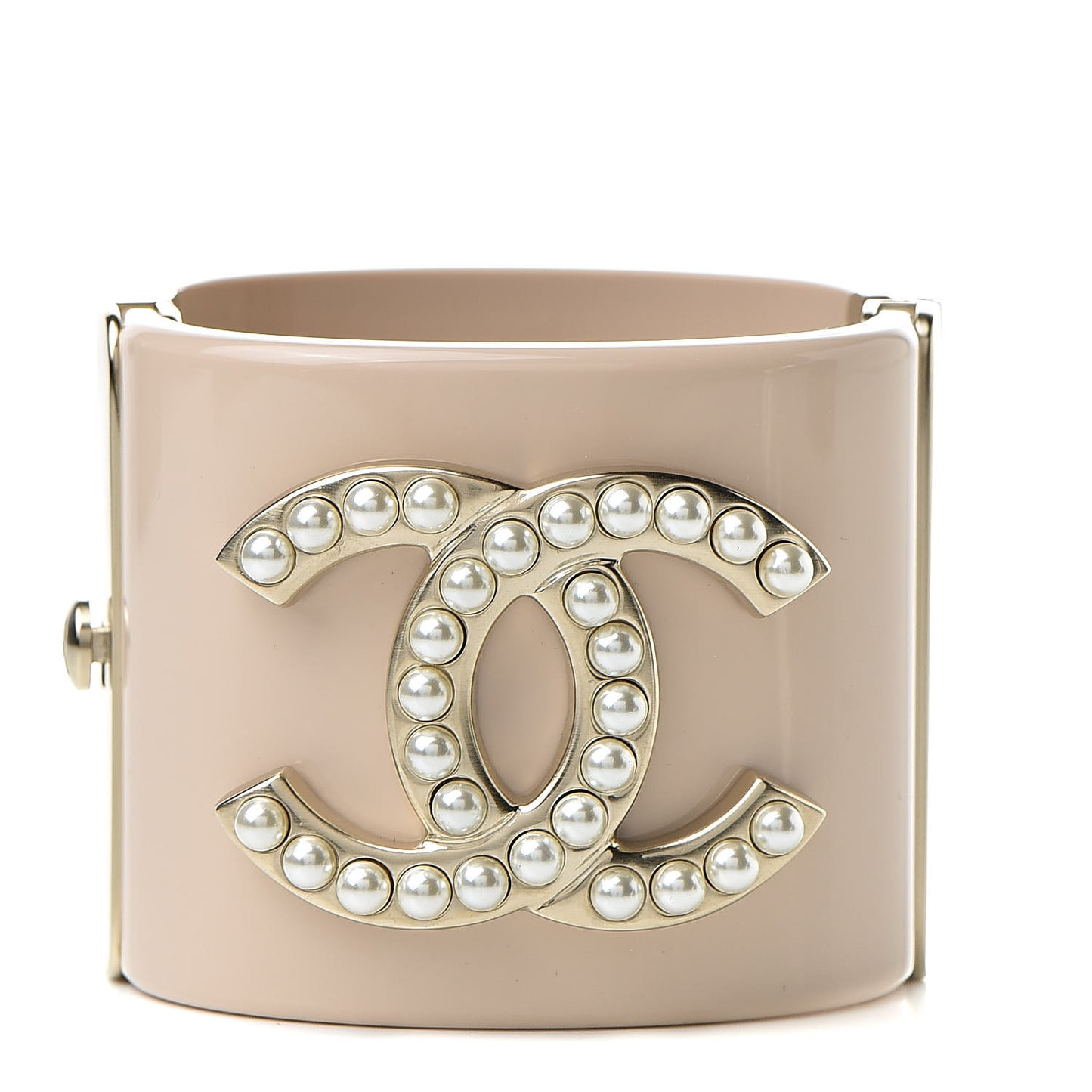 Resin Pearl CC Cuff Gold Pearly White Beige