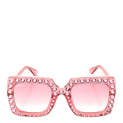 Gucci Acetate Crystal Oversize Sunglasses GG0148S Pink 2 of 8