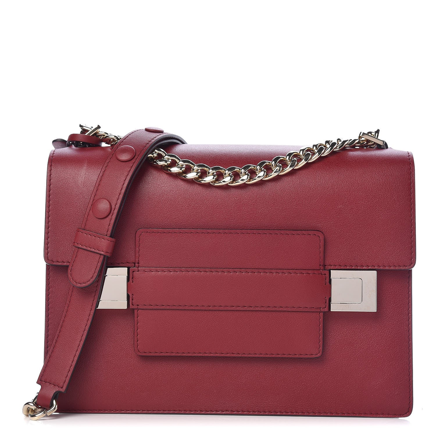 Delvaux Calfskin Madame Chaine Bag Burgundy 1 of 12
