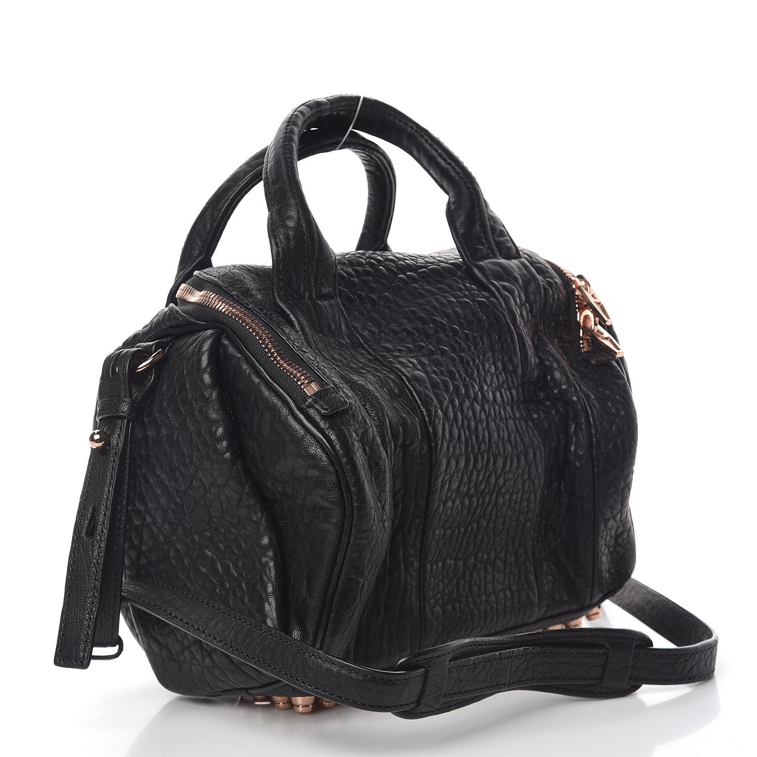 Alexander Wang Pebbled Lambskin Rockie Black Rose Gold Hardware 3 of 9