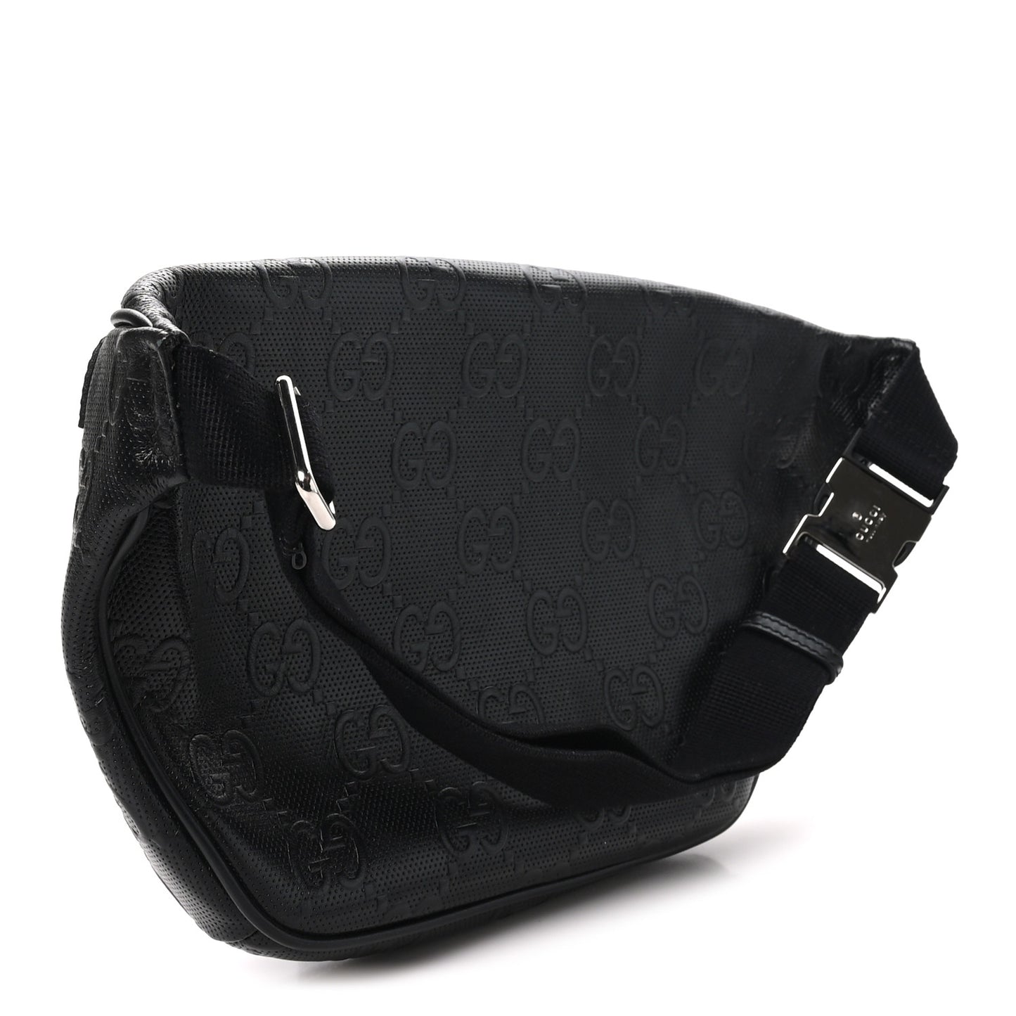 Calfskin GG Tennis Embossed Pocket Belt Bag Black