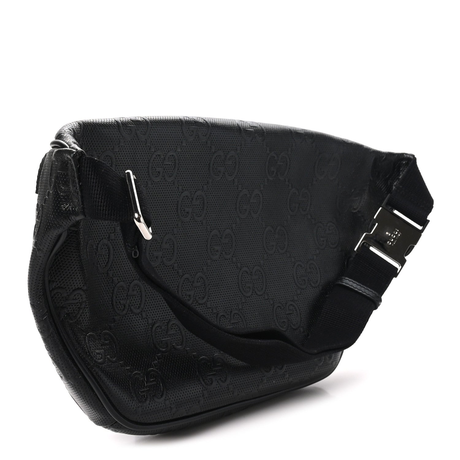 Gucci Calfskin GG Tennis Embossed Pocket Belt Bag Black 2 of 9
