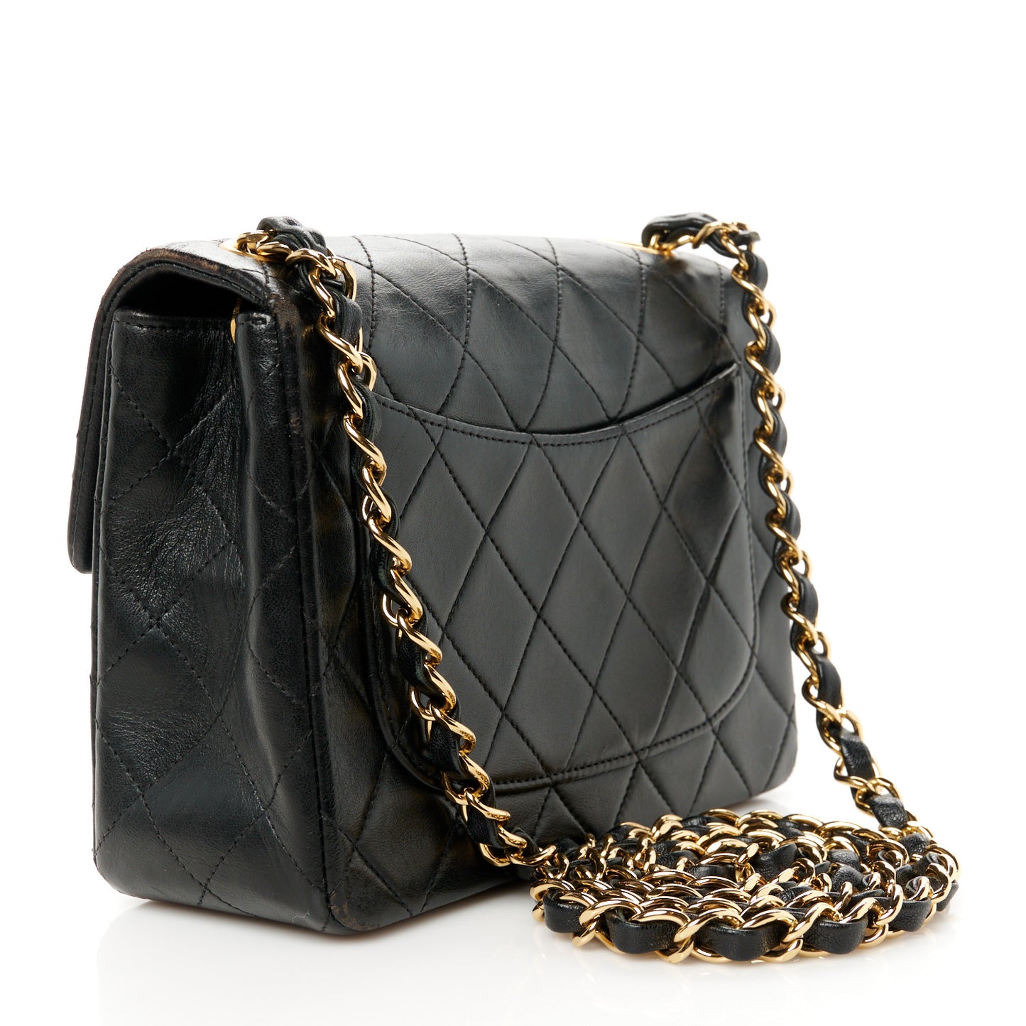 Lambskin Quilted Mini Square Flap Black