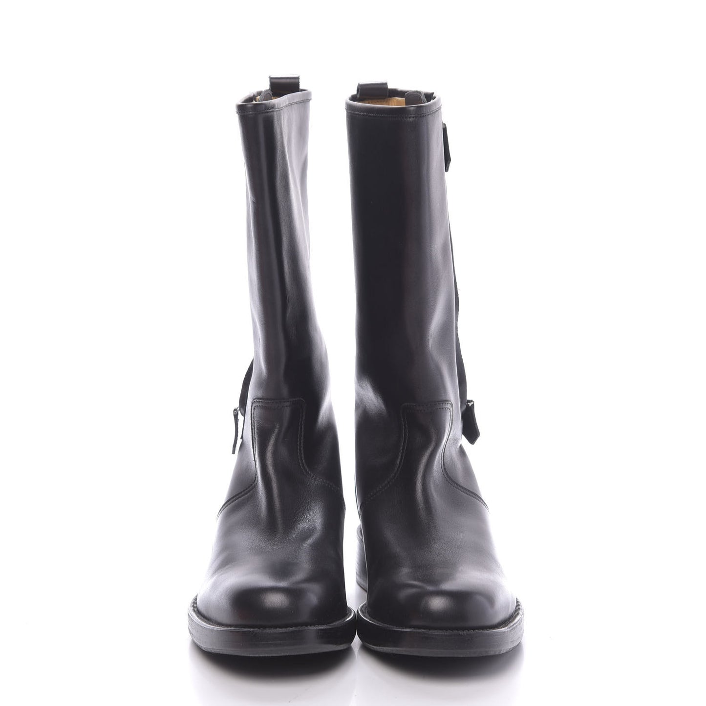 Box Calfskin Equestrian Land Boots 40.5 Black