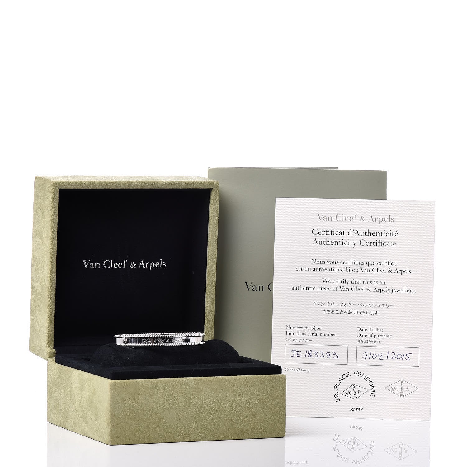 Van Cleef & Arpels 18K White Gold Perlee Signature Bangle Bracelet M 6 of 6