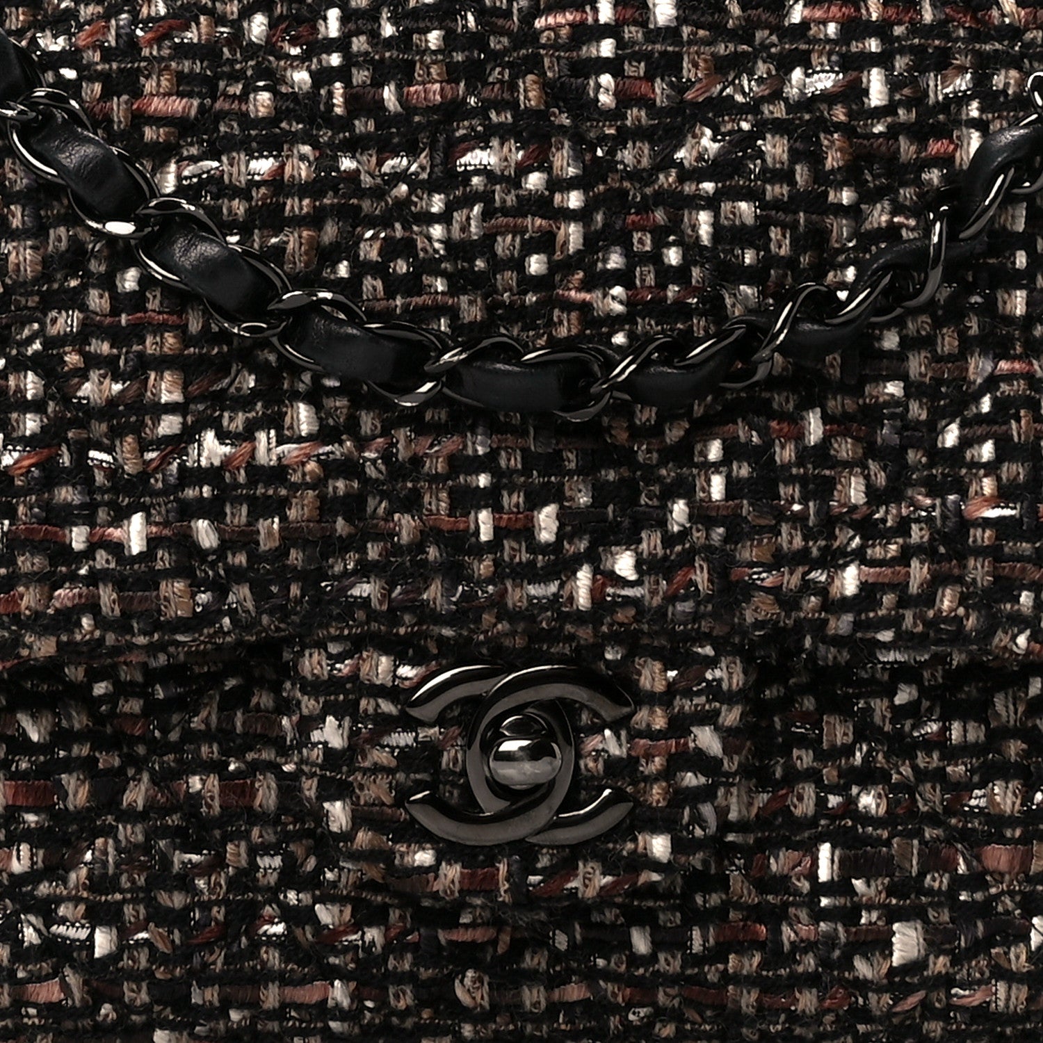 Chanel Tweed Quilted Medium Double Flap Brown 9 of 11