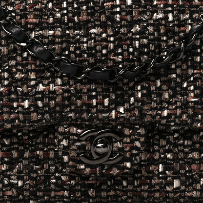 Chanel Tweed Quilted Medium Double Flap Brown 9 of 11
