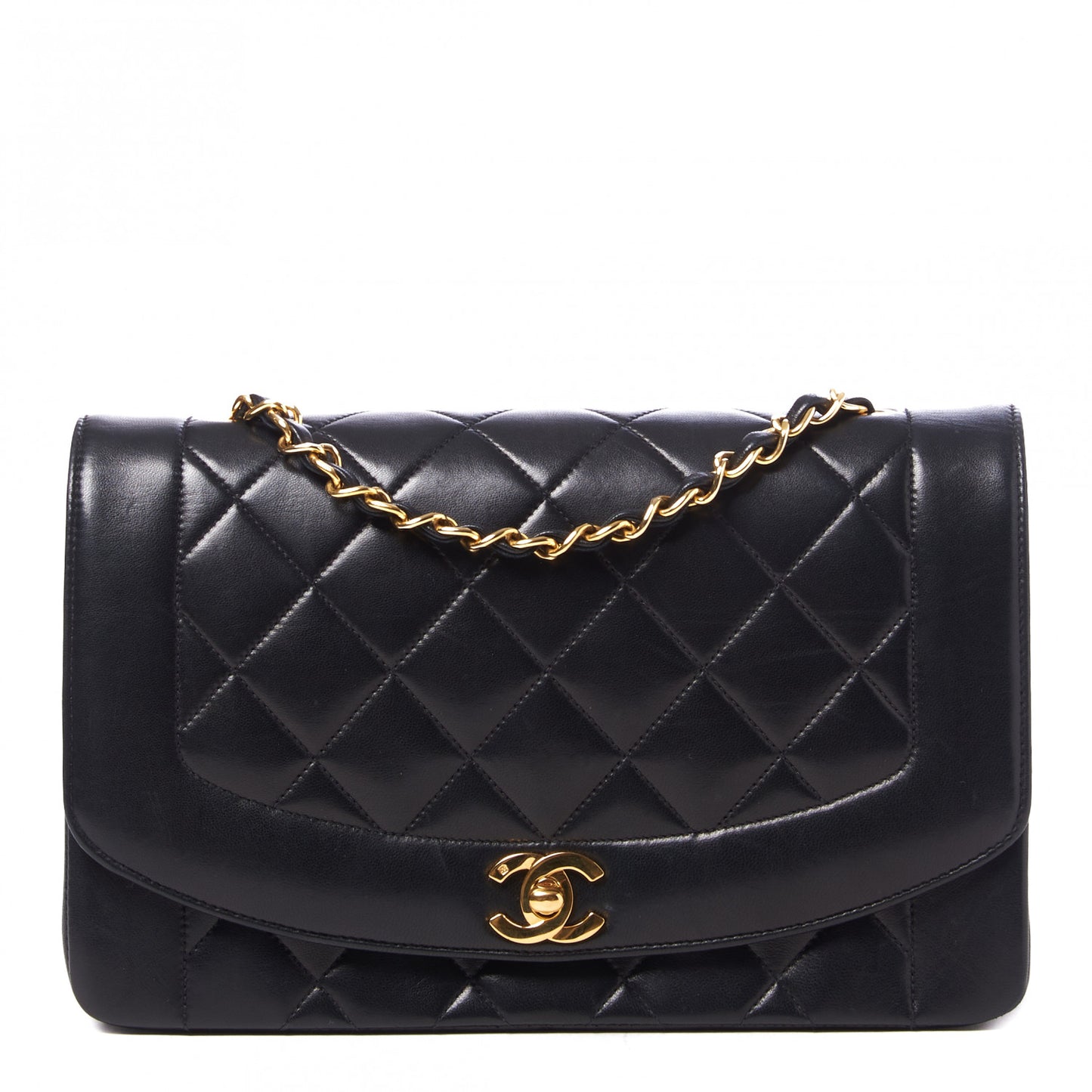 Lambskin Quilted Medium Single Flap Black