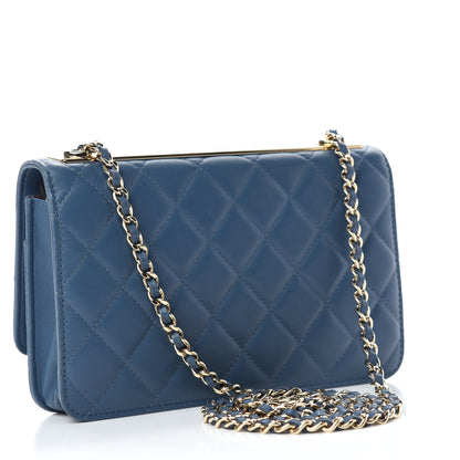 Chanel Lambskin Quilted Trendy CC Wallet On Chain WOC Blue 3 of 13