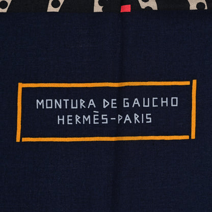Hermes Cashmere Silk Montura De Gaucho Shawl 140 Caban Grege Rose Vif 2 of 4