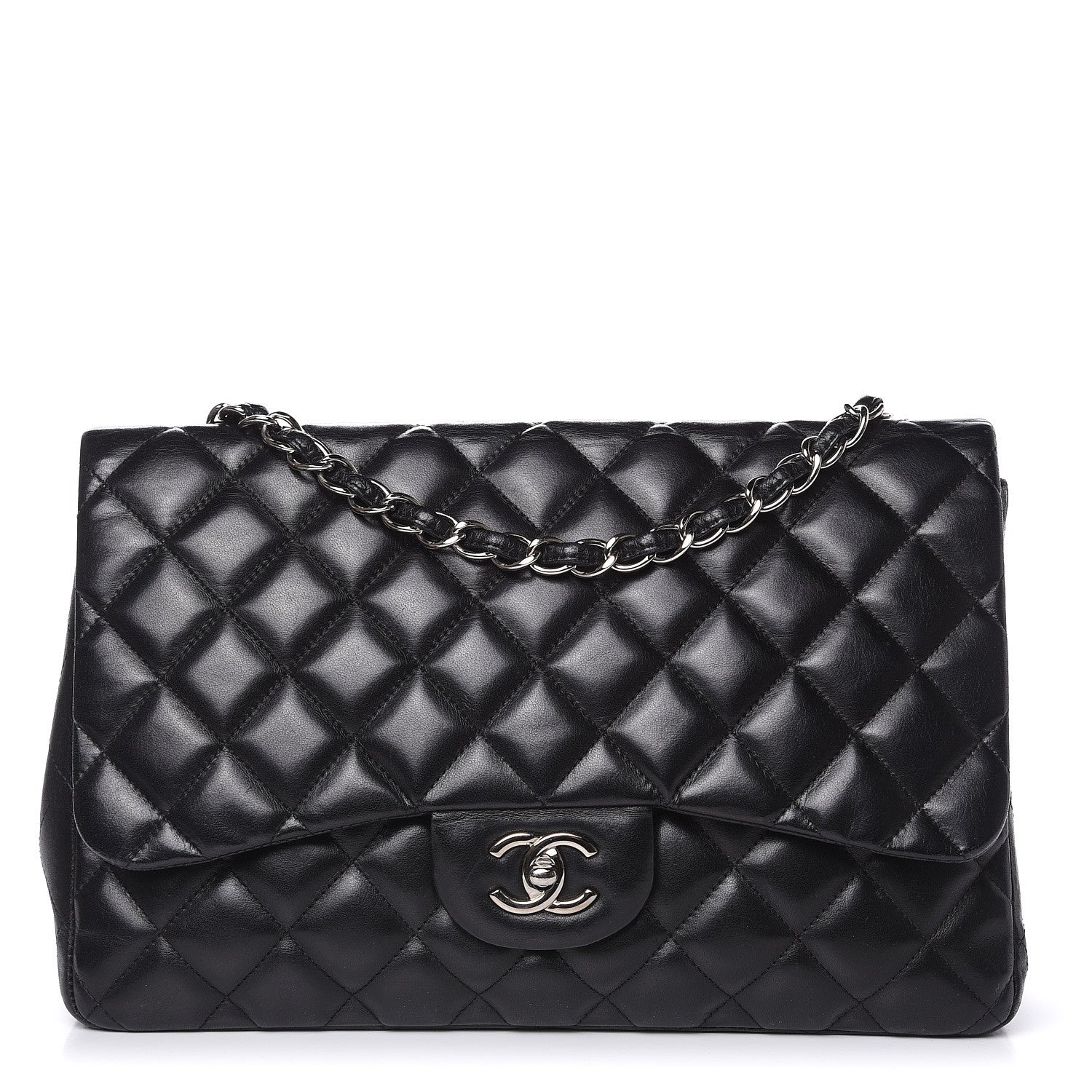 Chanel Lambskin Quilted Jumbo Single Flap Black 1 of 17