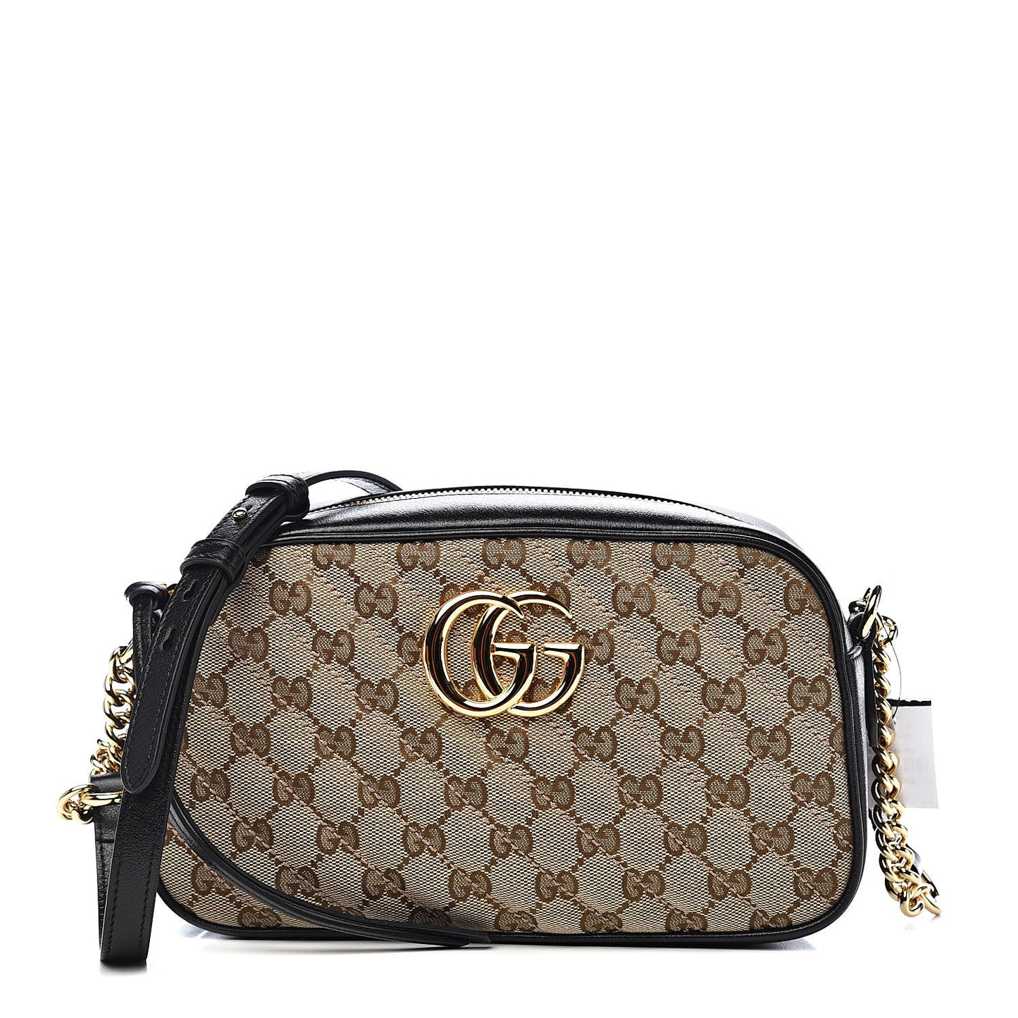 Monogram Matelasse Diagonal Small GG Marmont Chain Shoulder Bag Beige Black