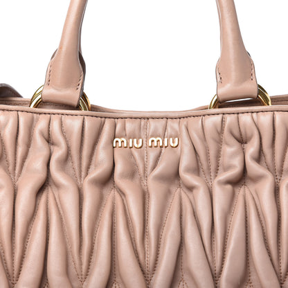 Miu Miu Nappa Matelasse Bauletto Top Handle Bowler Cammeo 10 of 10