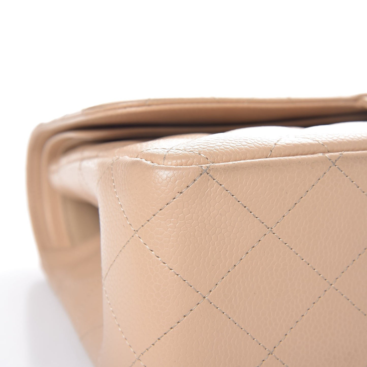 Caviar Quilted Jumbo Double Flap Beige Clair