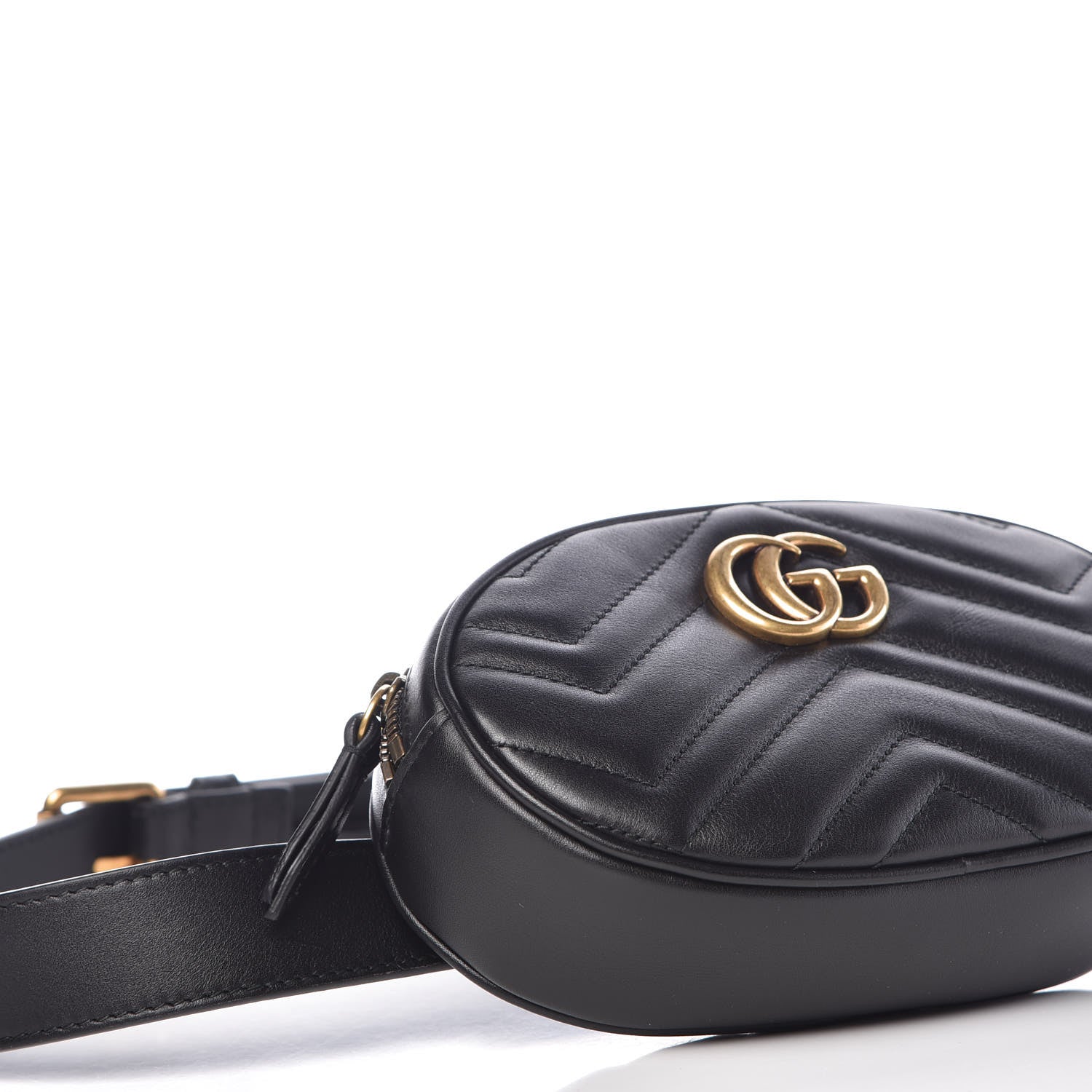 Gucci Calfskin Matelasse GG Marmont Belt Bag 105 42 Black 8 of 9