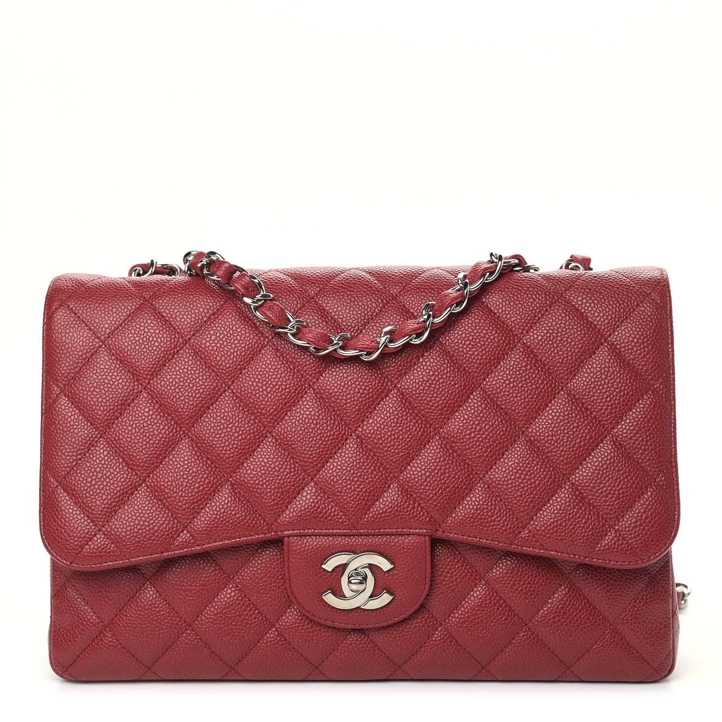Caviar Quilted Jumbo Single Flap Red