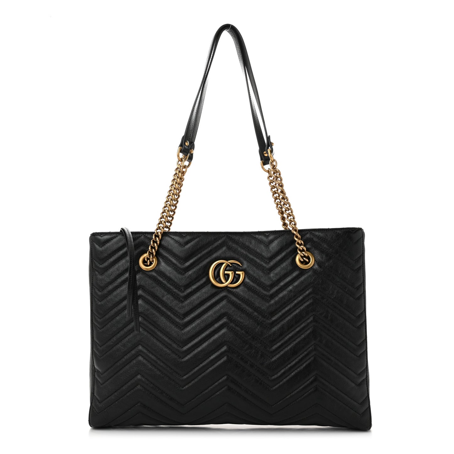 Vintage Calfskin Matelasse Medium GG Marmont Slim Tote Black