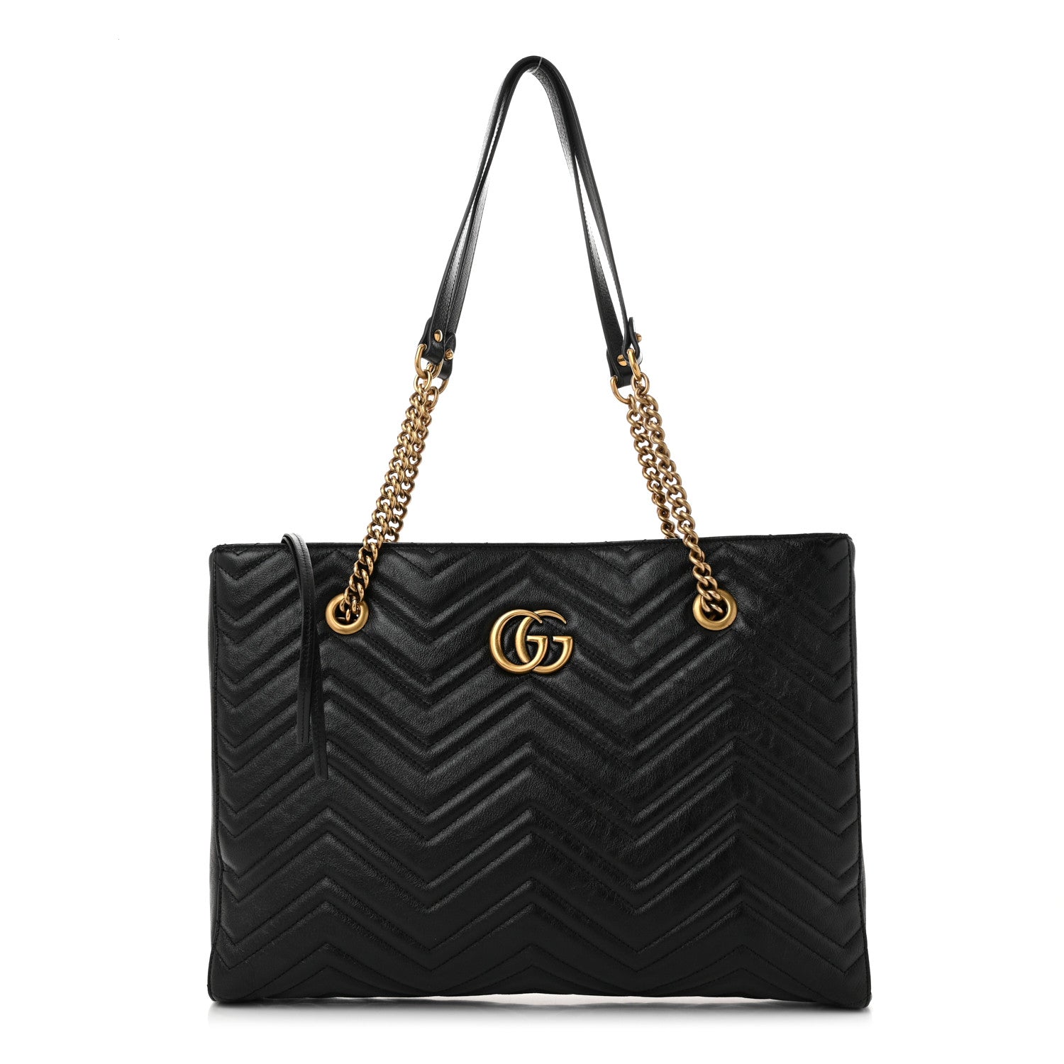 Gucci Vintage Calfskin Matelasse Medium GG Marmont Slim Tote Black 1 of 10