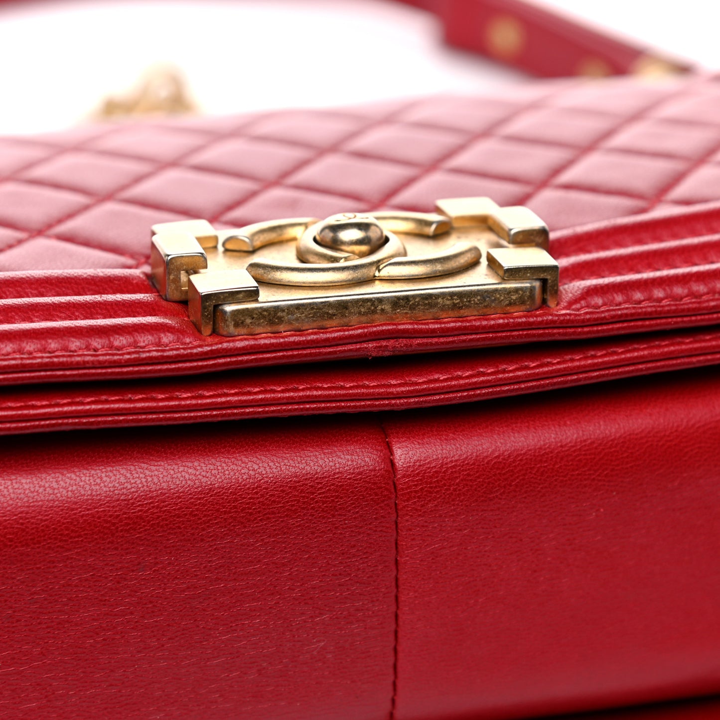 Calfskin Quilted Medium Boy Flap Red
