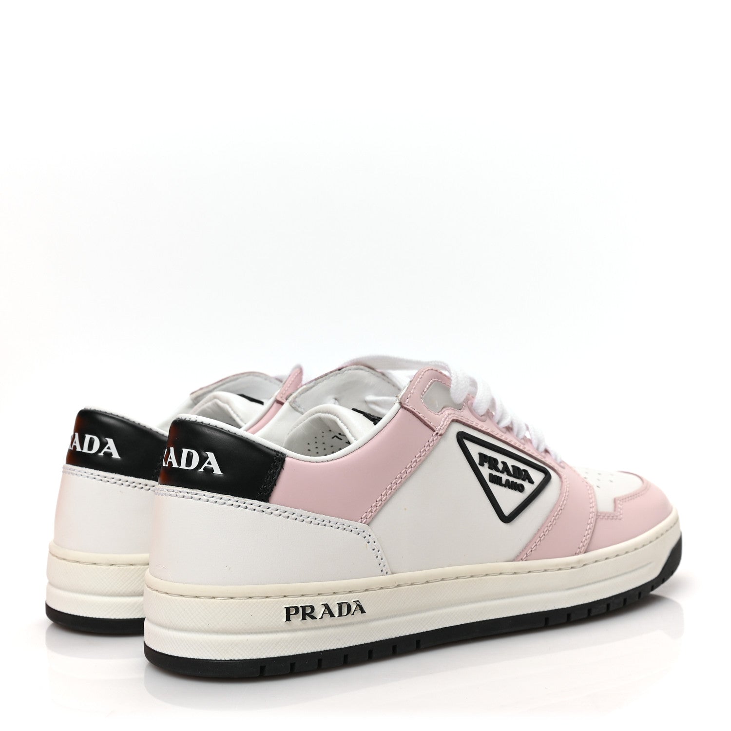 Prada Vitello Sport Spazzolato Rois Rubber Triangle Logo Perforated Womens District Low Top 30mm Sneakers 35.5 White Alabastro 4 of 8