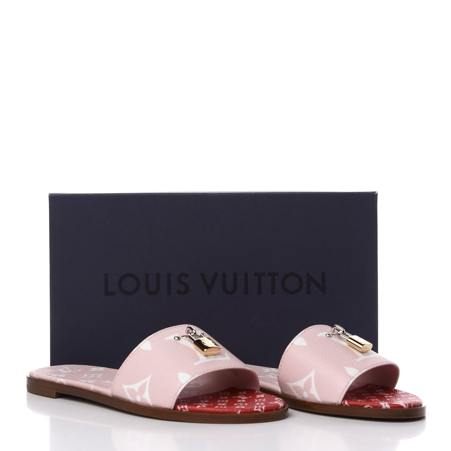 Louis Vuitton Monogram Giant Lock It Flat Mules 39 Rouge Rose 11 of 11
