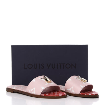Louis Vuitton Monogram Giant Lock It Flat Mules 39 Rouge Rose 11 of 11