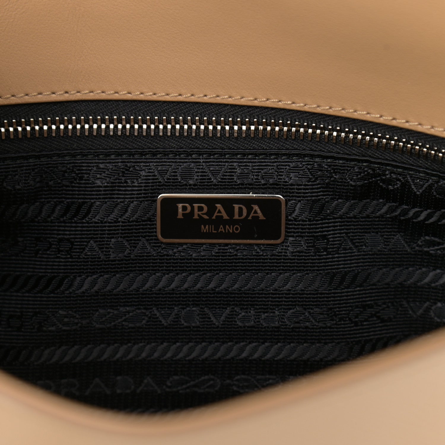 Prada Saffiano Vernice Flap Chain Crossbody Bag Sabbia 6 of 10