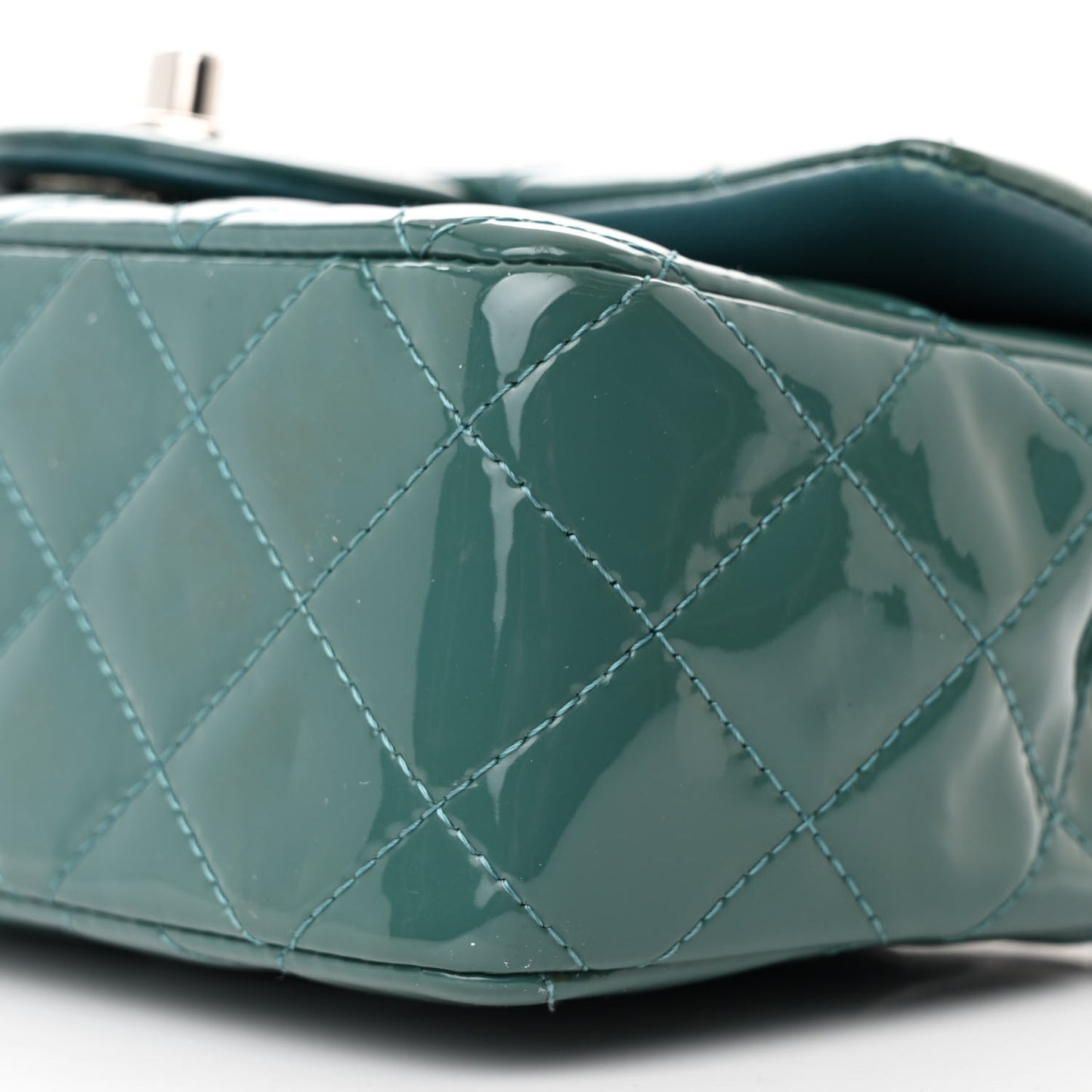 Patent Quilted Mini Rectangular Flap Turquoise