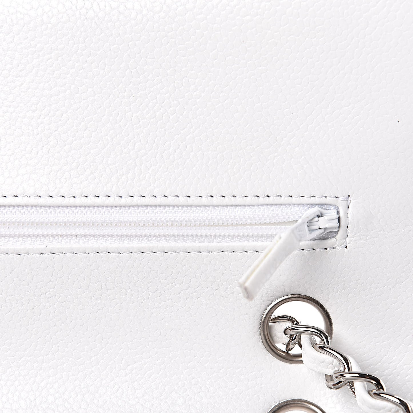 Caviar Quilted Medium Double Flap White