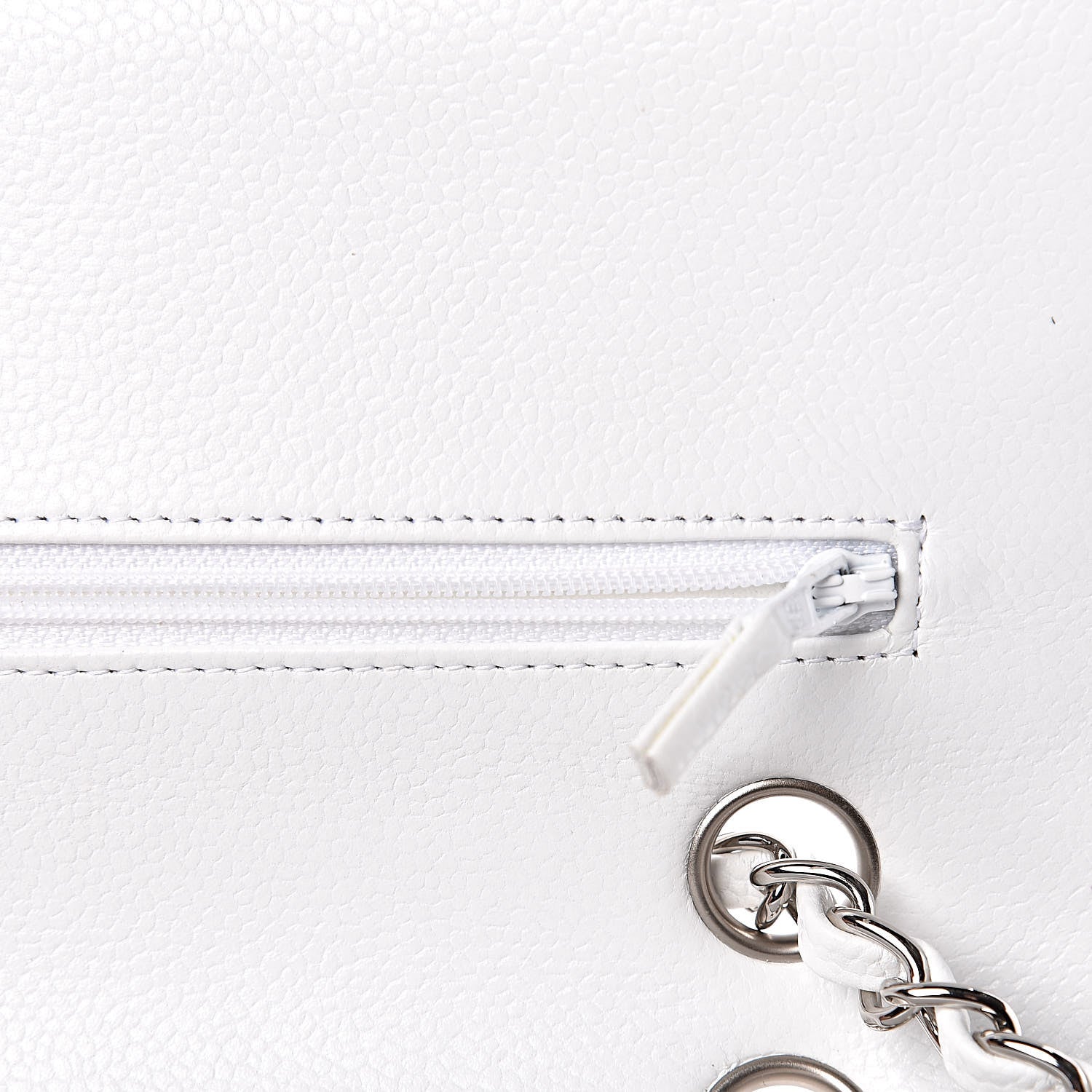 Chanel Caviar Quilted Medium Double Flap White 10 of 23