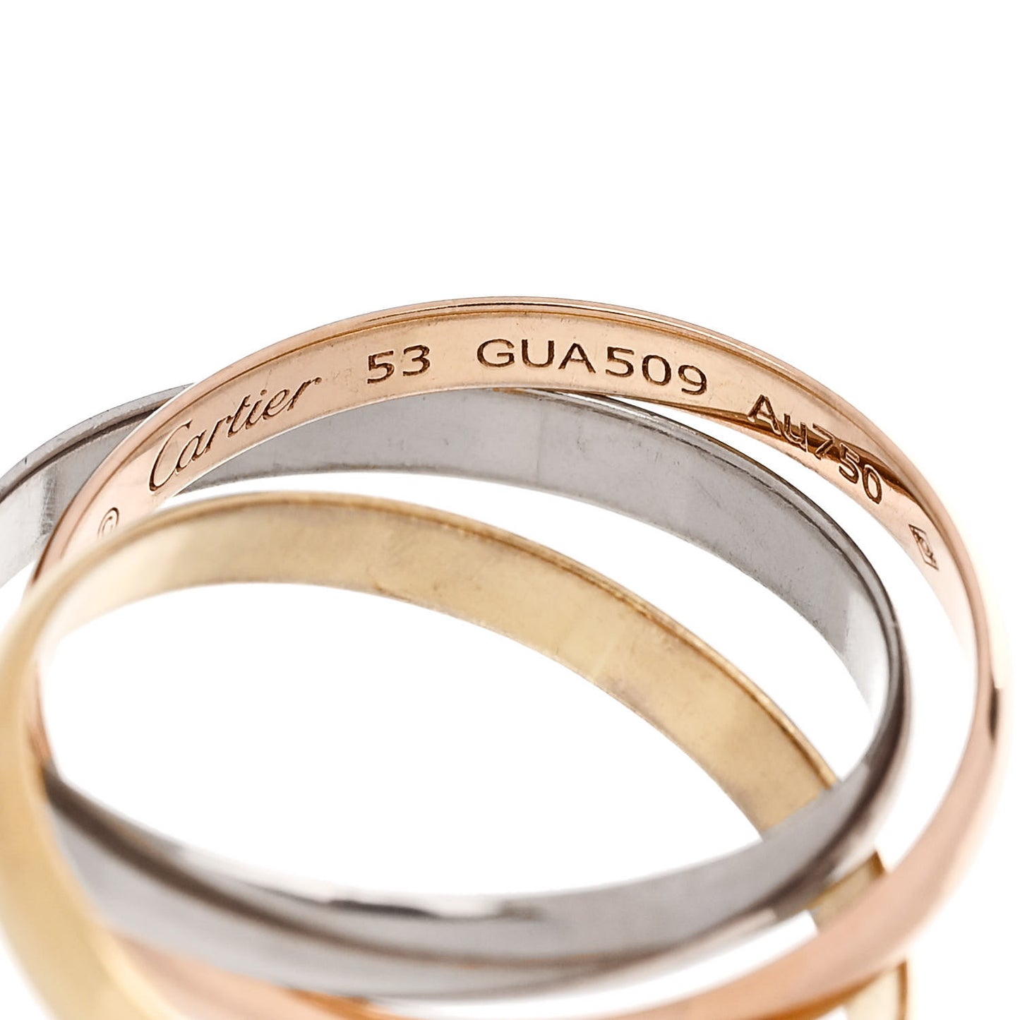 18K Pink Yellow White Gold Small Trinity Ring 53 6.5