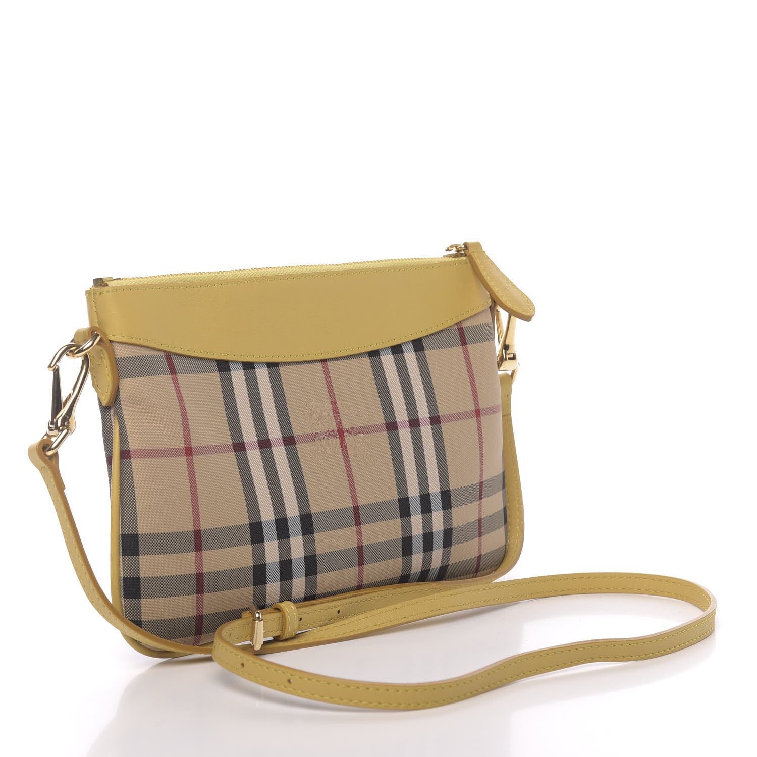 Burberry Horseferry Check Peyton Crossbody Clutch Bag Yellow 3 of 10