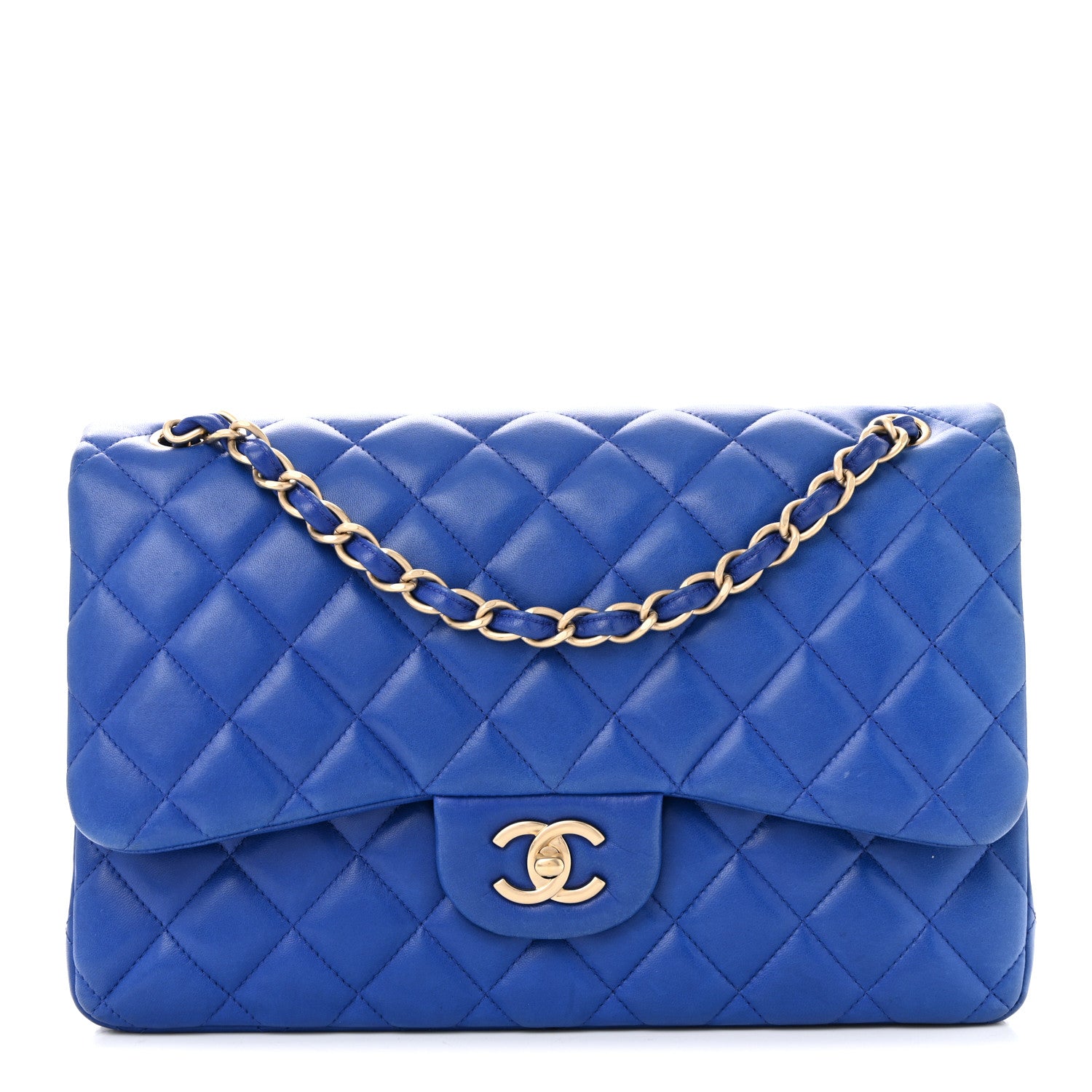 Chanel Lambskin Quilted Jumbo Double Flap Dark Blue 1 of 10