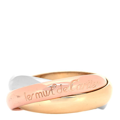 Cartier 18K Pink Yellow White Gold Classic Les Must De Cartier Trinity Ring 52 6 1 of 5