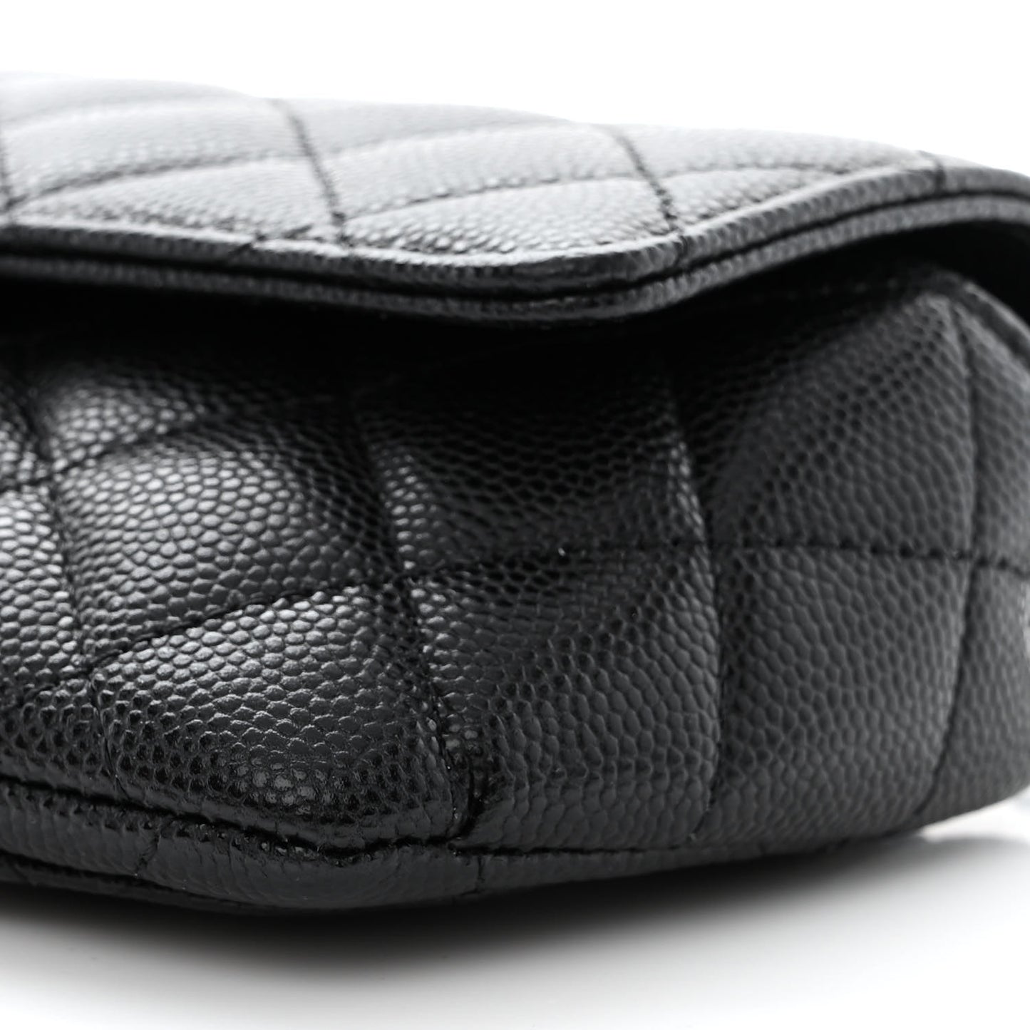 Caviar Quilted Glasses Case With Chain Black